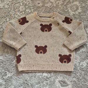 George Boy's Brown Bear Knit Sweater Size 12-18M